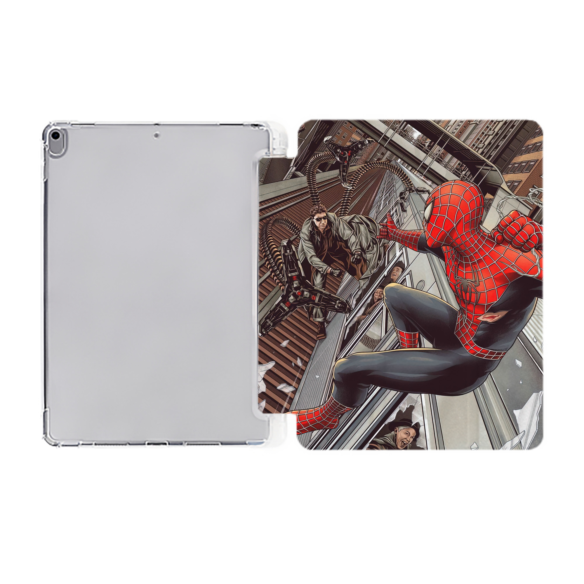 （画像用） Spider Man スパイダーマン IPad ケース ペン収納付き 三つ折りスタンド PUレザー×シリコン 対応機種9.5/10.5/10.9インチ